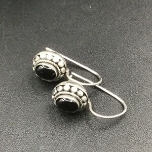 Onyx and Sterling Silver Drop Earrings